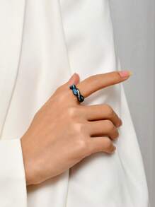 Nhẫn trang trí đá rhinestone - màu đen - Xem 2