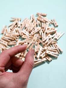 50 chiếc kẹp gỗ DIY - Màu be - Xem 4