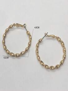 扭結圓耳環 - 金黃色 - 查看 3