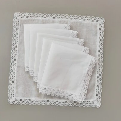 6pcs 15.7in Satin Fabric Handkerchiefs, White Color, DIY Gentlemen's Handkerchief, Suit Towel Accessory Home Bathroom Decor Back To School Dish Cloths Kitchen Towel