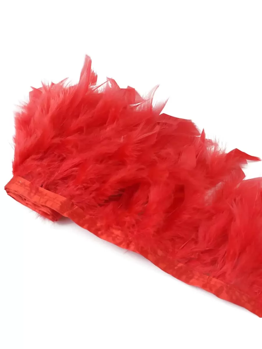 1入組羽毛縫紉飾邊用於DIY極簡主義素色織帶飾邊 - 紅色 - 查看 1