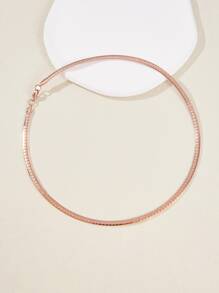 1 vòng cổ thời trang tối giản bằng thép không gỉ cho phụ nữ để trang trí hàng ngày - Hoa hồng vàng - Xem 2