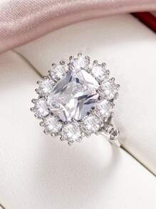 Nhẫn trang trí đính đá Cubic Zirconia, thích hợp để đeo hàng ngày. - trắng - Xem 4