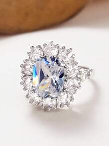 Nhẫn trang trí đính đá Cubic Zirconia, thích hợp để đeo hàng ngày. - trắng - Xem 5