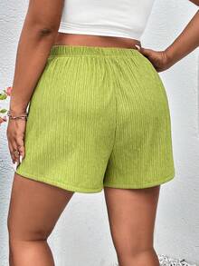 SHEIN MOOSTA Shorts unicolor de cintura elástica - Verde - Ver 2