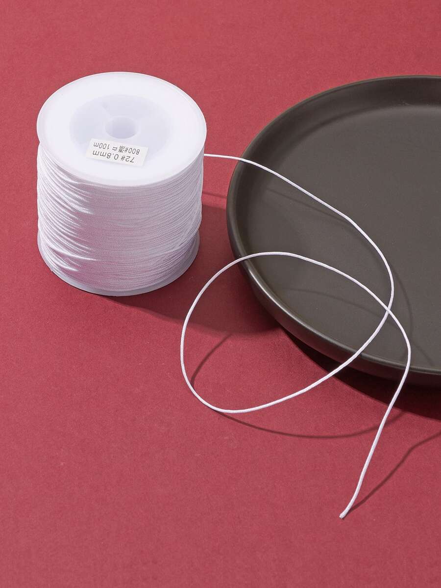 約 100m/卷 0.8mm 尼龍編織線,非常適合珠寶製作 - 白色 - 查看 1