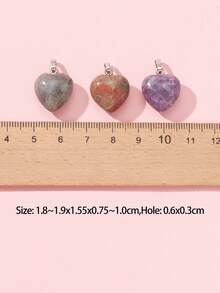 10 chiếc mặt dây chuyền trái tim DIY - Bạc - Xem 3