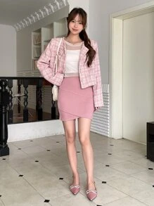 DAZY 萵苣邊網眼上衣,無百搭背心設計 - 米色 - 查看 10