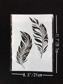 1pc White Plastic A4 Feather Drawing Stencil Template - White - View 2