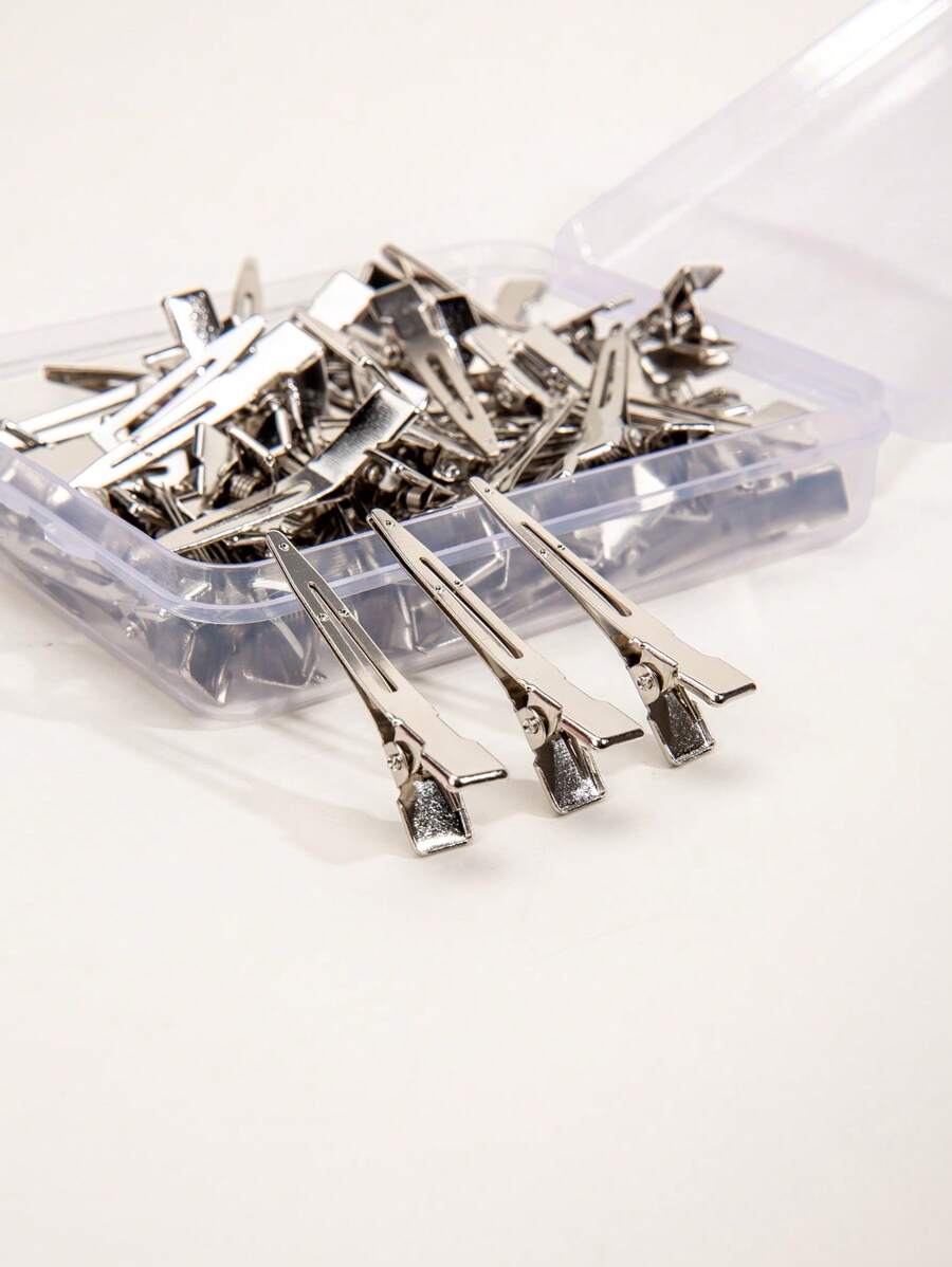 70Pcs Duck Billed Hair Clips For Styling Sectioning, Metal Hair Clips For Women Long Hair, Metal Alligator Curl Clips For Hair Roller Salon(Silver) - Silver - View 1