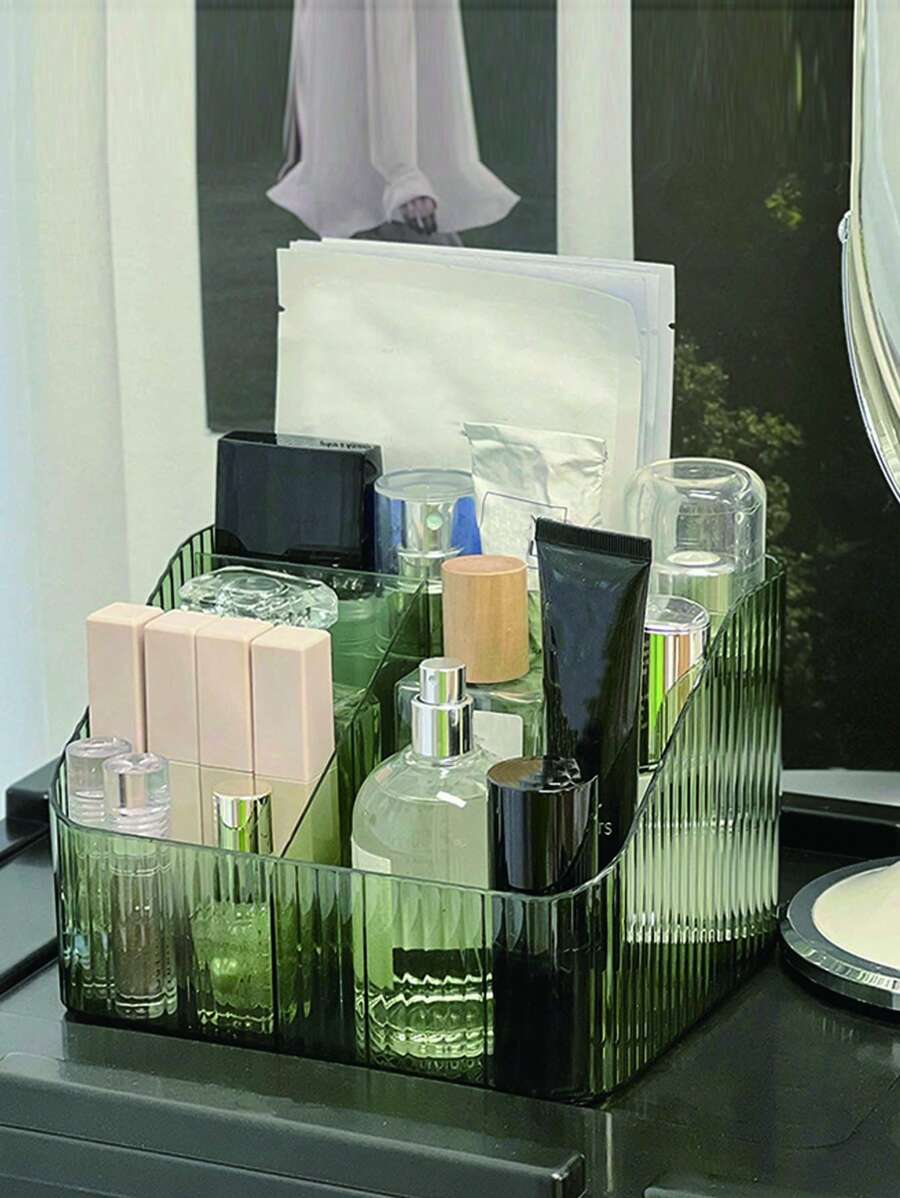 Clear Makeup Organizer - Dark Green - View 1