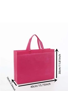 Foldable Shopping Bag Durable Tote Pouch Storage Handbag - Hot Pink - View 3
