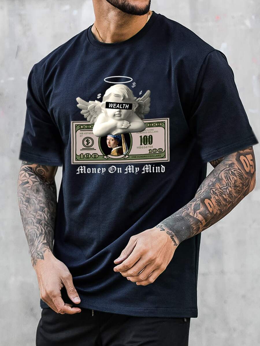 Manfinity EMRG Áo thun & Áo lót Nam Con số Lá thư Giải trí - Màu xanh hải quân - Xem 1