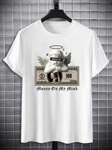 Manfinity LEGND Men Letter & Figure Graphic Tee - White - View 4
