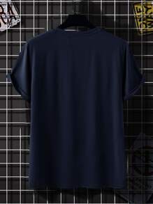 Manfinity EMRG Áo thun & Áo lót Nam Con số Lá thư Giải trí - Màu xanh hải quân - Xem 2