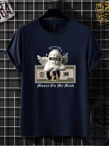 Manfinity EMRG Áo thun & Áo lót Nam Con số Lá thư Giải trí - Màu xanh hải quân - Xem 3