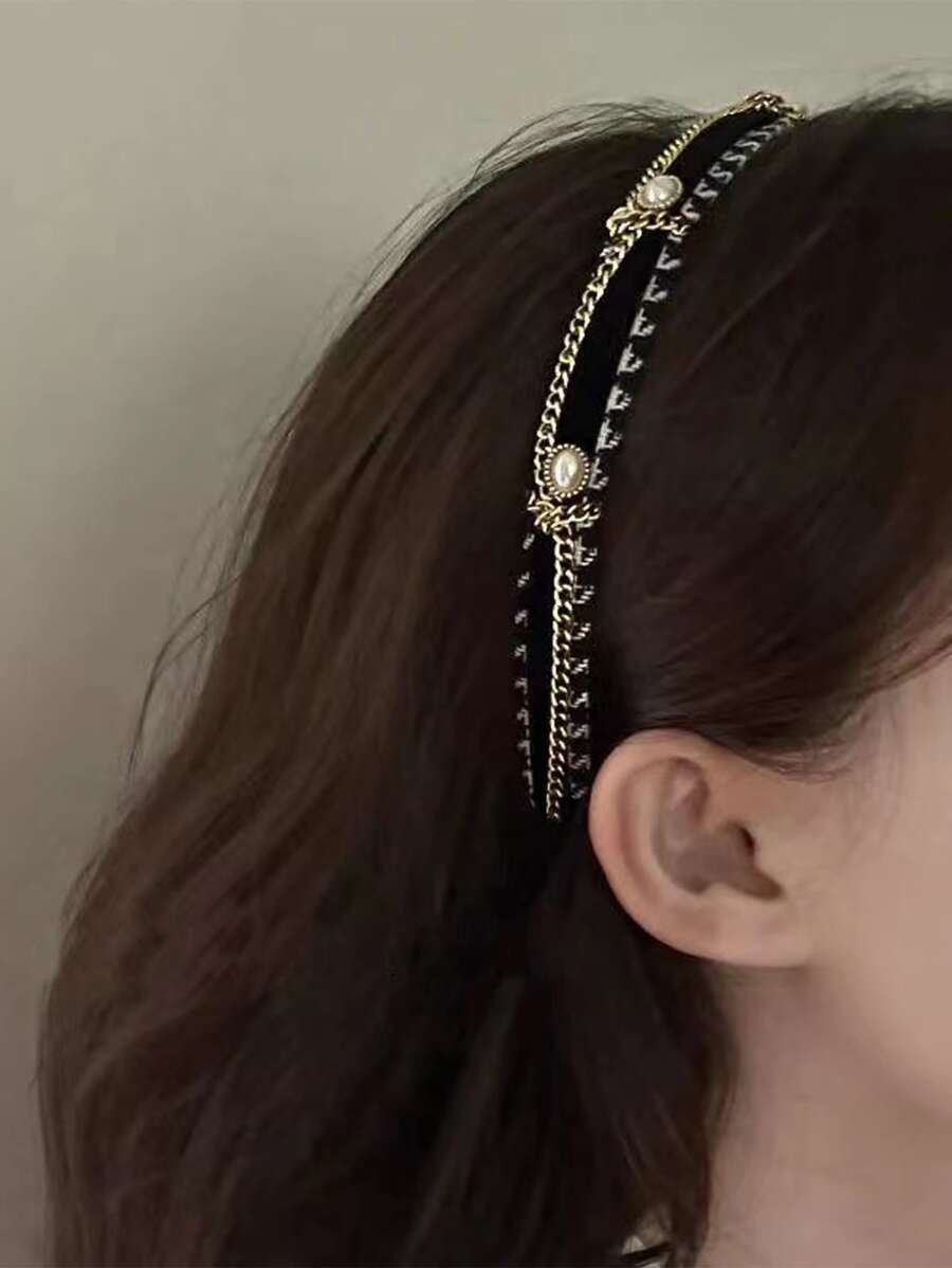 1pc/2pcs Women's Delicate Fashion Pearl Luxury Headband Head Accessories - Multicolor - View 1