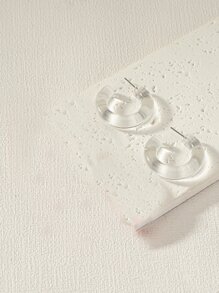 極簡開口耳環 - 無色 - 查看 3