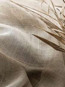 滌綸透明面板窗簾現代主義素色濾光隱私透明窗簾適用於客廳臥室 - 米色 - 查看 4