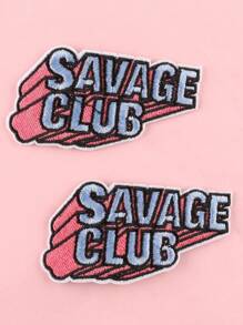 2pcs/set Polyester Iron-on Patch, Fashionable Letter Embroidered Sewing Patch For Home - Multicolor - View 1