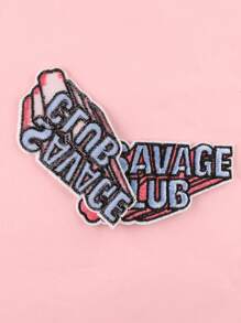 2pcs/set Polyester Iron-on Patch, Fashionable Letter Embroidered Sewing Patch For Home - Multicolor - View 4