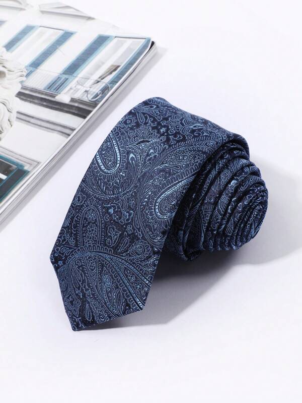 1pc Men's Fashionable Tie With Paisley Pattern Work