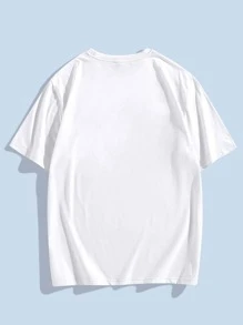 Nomouthh ROMWE MEN Guys Letter & Figure Graphic Tee - White - View 2
