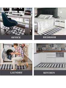 1入組格紋圖案廚房地墊 - 彩色 - 查看 3