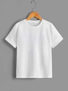 RueChic Girls Solid Round Neck Tee - trắng - Xem 1