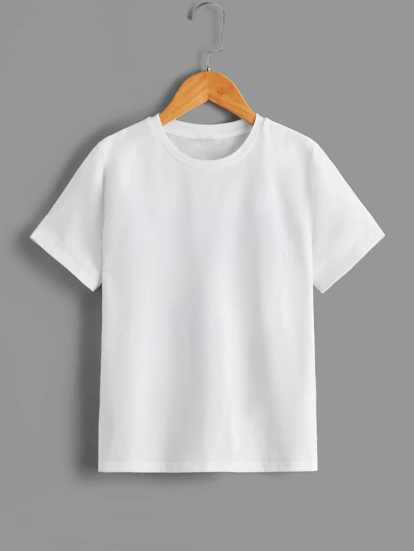 RueChic Girls Solid Round Neck Tee - trắng - Xem 1