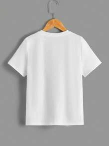 RueChic Girls Solid Round Neck Tee - trắng - Xem 2