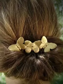 Peine con diseño de mariposa - Dorado - Ver 4