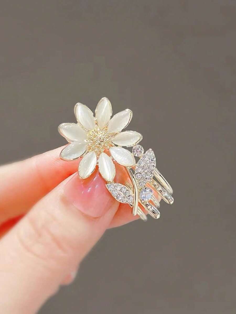 Tiệc Kẹp Tóc Đính Kim Cương Giả & Hoa Trang Trí - Vàng - Xem 1