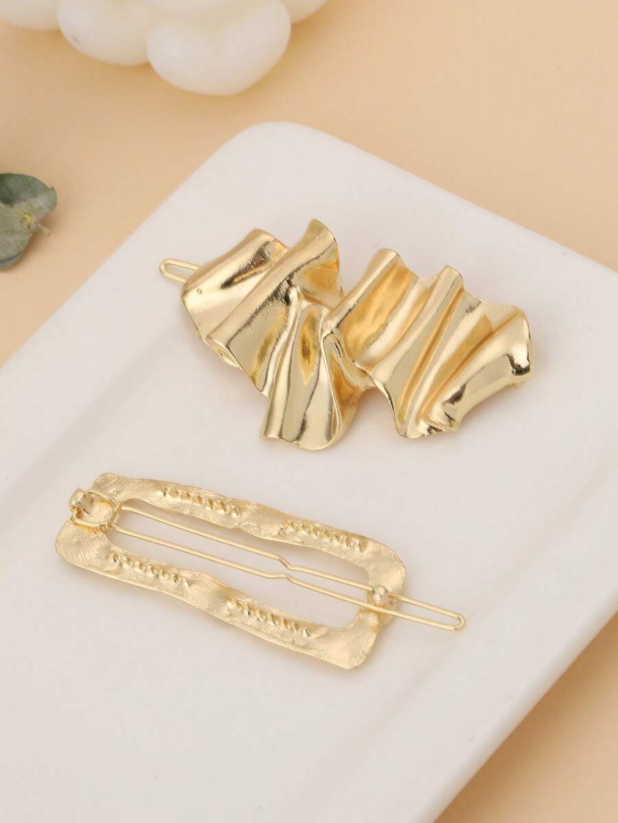 2入組女士幾何裝飾時尚髮夾用於裝飾