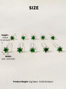 10 chiếc kẹp tóc thời trang trang trí đính đá cho nữ, dùng để trang trí - màu xanh lá - Xem 3