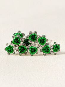 10 chiếc kẹp tóc thời trang trang trí đính đá cho nữ, dùng để trang trí - màu xanh lá - Xem 4