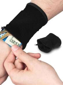 Solid Colour Coin Purse Zipper Around - Black - View 1