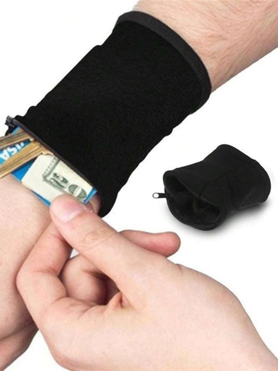 Solid Colour Coin Purse Zipper Around - Black - View 1