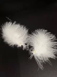 2 件女士超级仙女白色仿珍珠和羽毛发夹，适用于派对和舞蹈、新娘头饰、发夹优雅爪夹发夹发夹