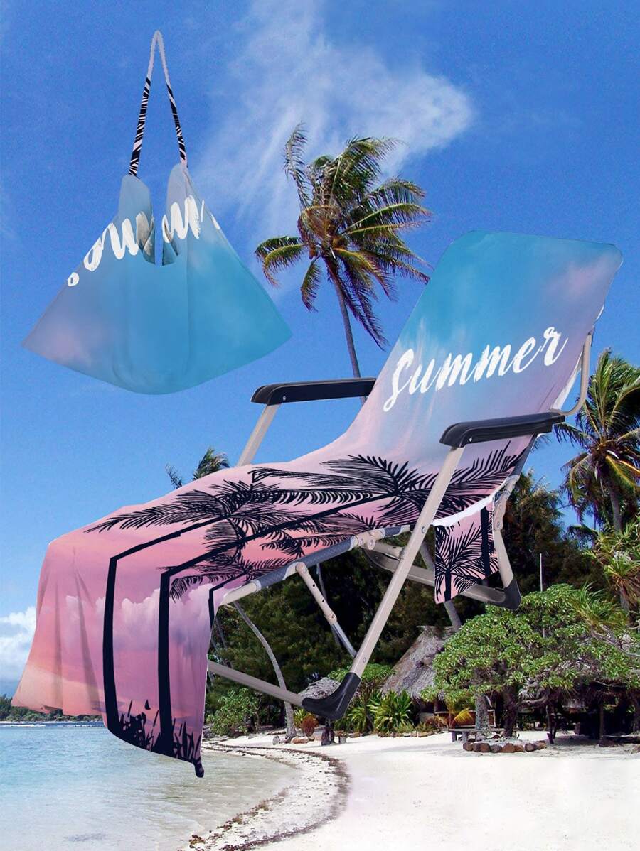 1入組樹紋沙灘巾超細纖維矩形旅行沙灘巾帶包適合游泳潛水夏季 - 彩色 - 查看 1