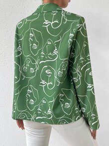 SHEIN Frenchy Áo sơ mi nữ Nút phía trước Con số Giải trí - màu xanh lá - Xem 2