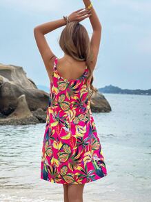 SHEIN Holidaya Đầm Tất cả trên in Nhiệt đới Boho - Nhiều màu - Xem 2