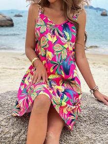 SHEIN Holidaya Đầm Tất cả trên in Nhiệt đới Boho - Nhiều màu - Xem 3