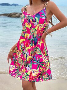 SHEIN Holidaya Đầm Tất cả trên in Nhiệt đới Boho - Nhiều màu - Xem 6