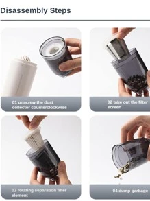 1pc White Cordless Car Vacuum Cleaner, Suitable For Car & Home Use, PC Cleaning, Mini Portable Handheld Car Vacuum Cleaner - White - View 8