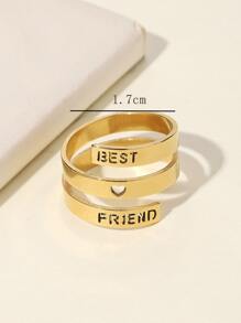 鏤空字母細節戒指 - 金黃色 - 查看 3