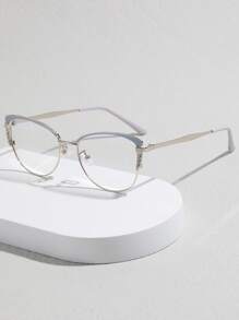 貓眼框架眼鏡 - 藍白色 - 查看 1