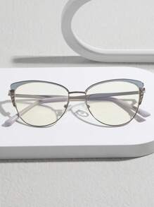 貓眼框架眼鏡 - 藍白色 - 查看 2
