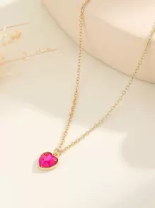 1 件女士心型吊墜項鍊 - 彩色 - 查看 1