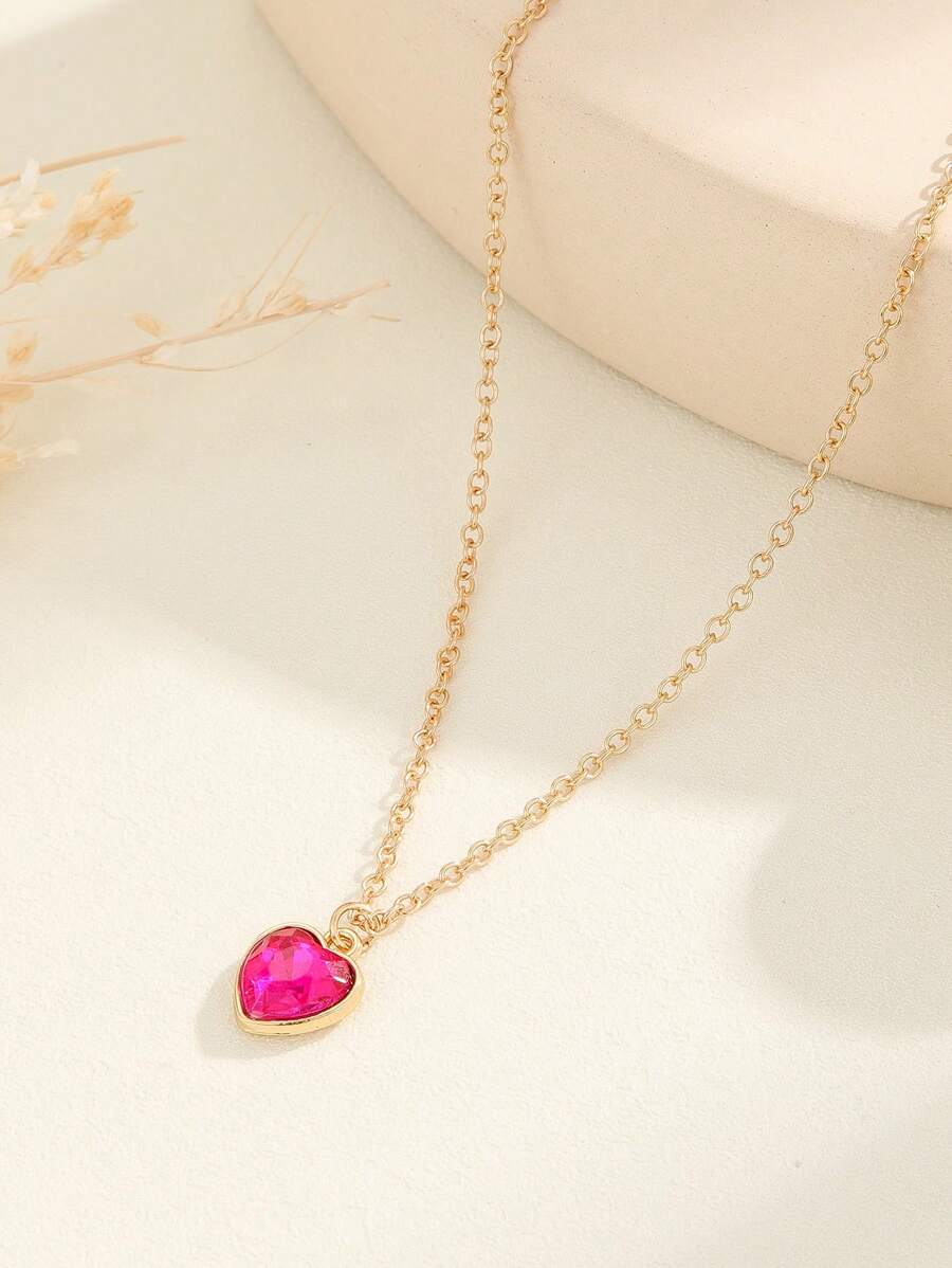 1 件女士心型吊墜項鍊 - 彩色 - 查看 1